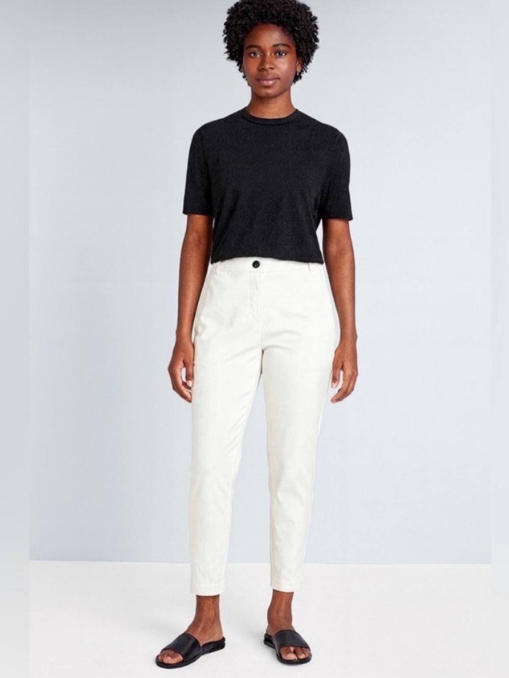 Eileen Fisher Organic Cotton White Ankle Slim Pants NWT